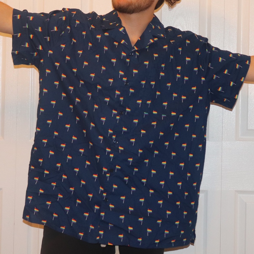 XXL pride flag button up